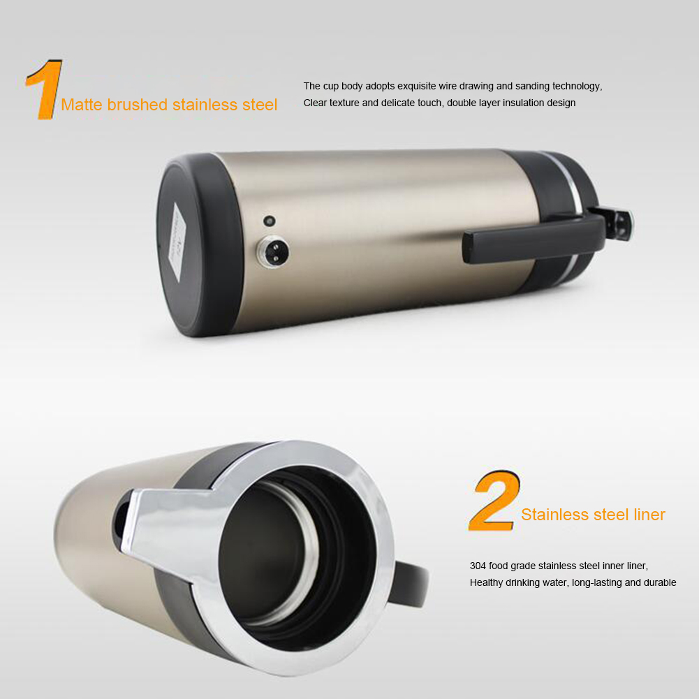 전기 가열 컵 주전자, 스테인레스 스틸 온수기 병, 자동 차단, 빠른 끓는 주전자, 여행 자동차 트럭, 12V, 24V