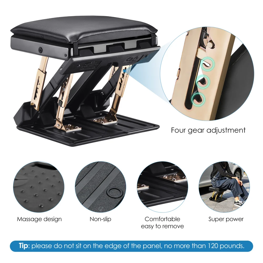 Folding Footrest With 4 Adjustable Heights & 3 Adjustable Angle Of Inclination Non-slip Foot Stool With Massage Function
