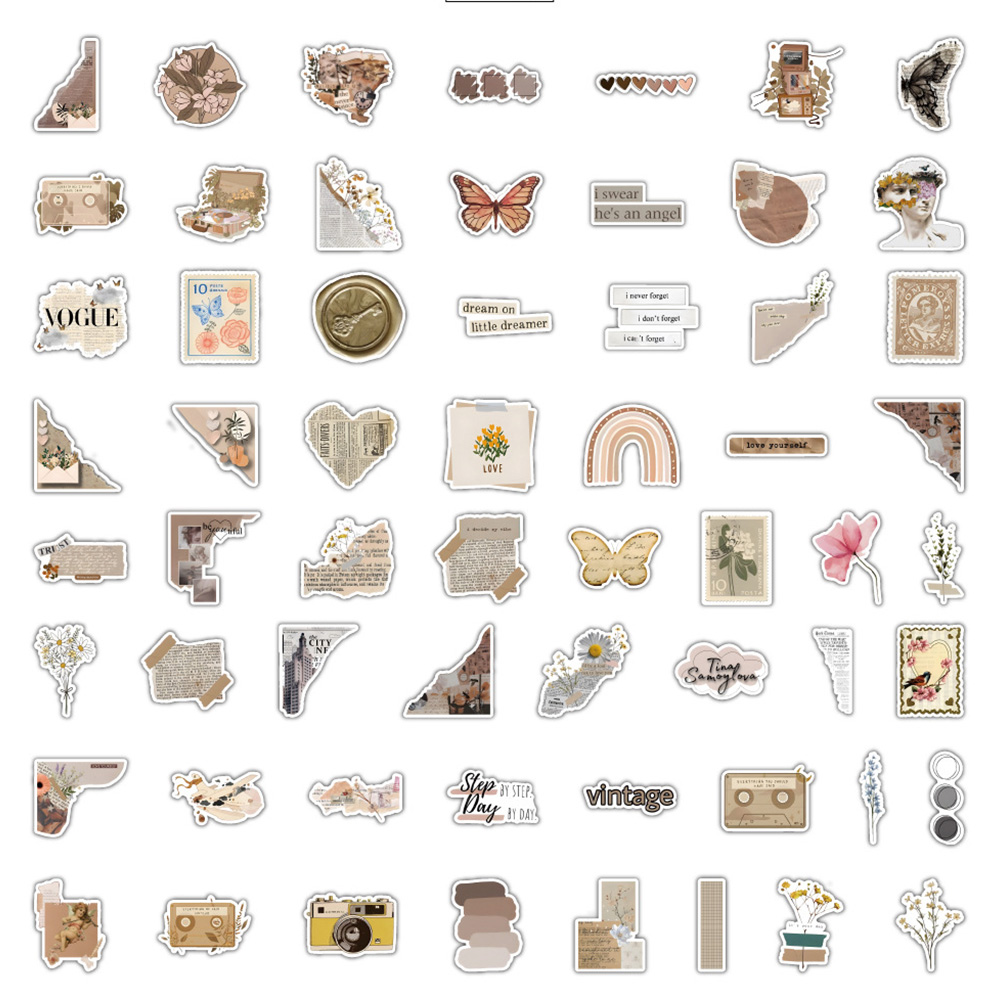 10/30/60/120 個レトロアート花蝶美的ステッカーヴィンテージデカールラップトップ電話荷物スクラップブック車落書きステッカー