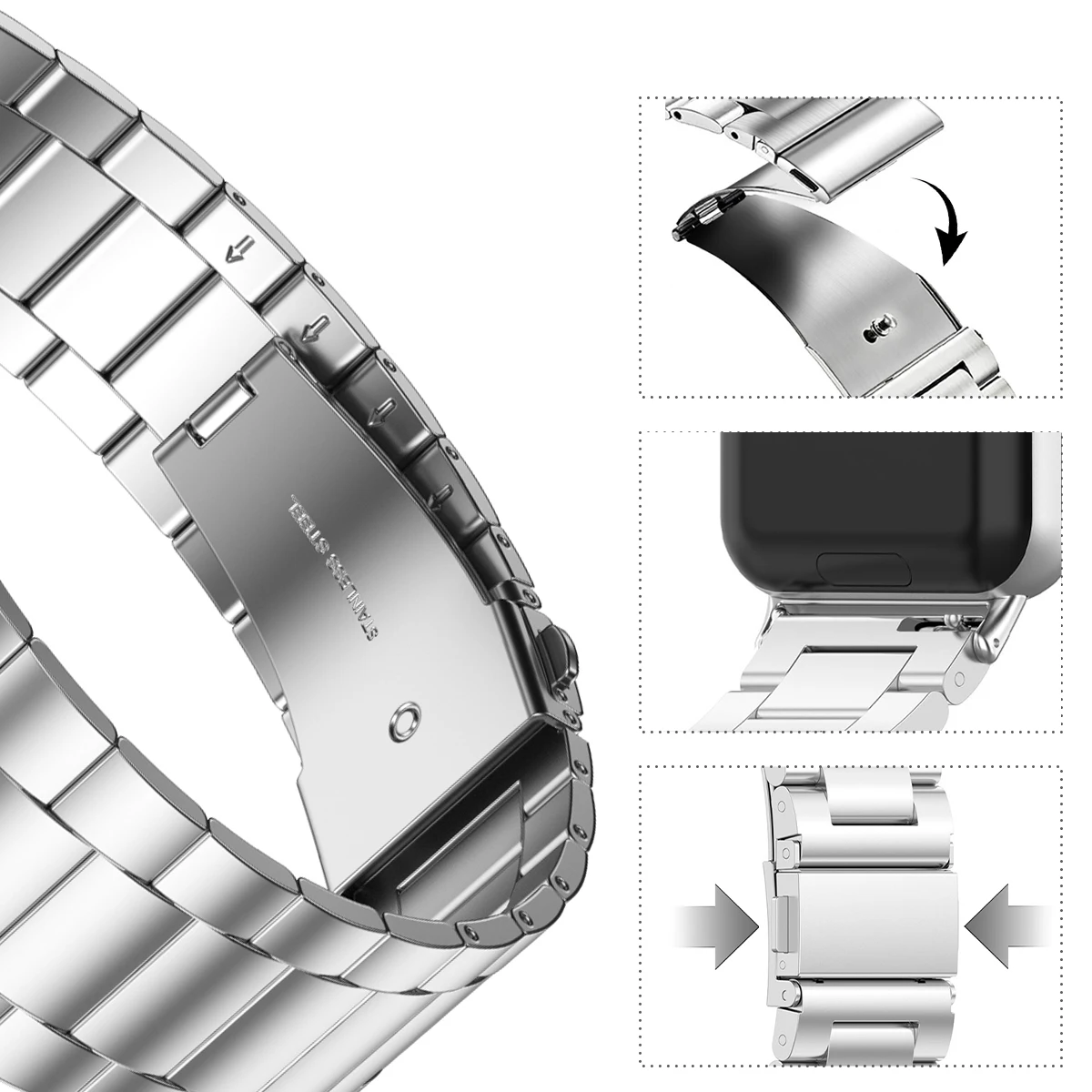 サムスンギャラクシーフィット3用ステンレススチールストラップ,メタルブレスレット,高級ビジネスバンド,SM-R390アクセサリー