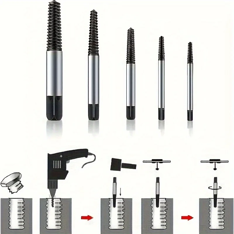 5/6 stücke Schraube Extractor Metall Bohrer Set Beschädigte Schrauben Remover Extractor Holzbearbeitung Werkzeuge Gebrochene Bolzen Wasser Rohr Extractor