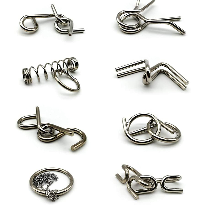 モンテッソーリ金属線パズル,iqゲーム,ロンペカベサ,3Dケース,頭の体操,子供と大人のための知的おもちゃ,8個セット