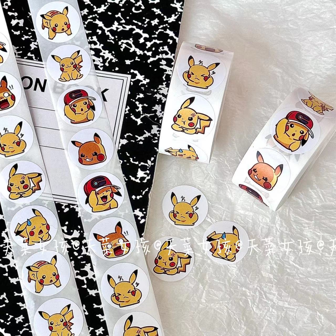 500PCS Anime Nette Pokemon Pikachu Aufkleber Kawaii Charizard Runde Dichtung Aufkleber Rollen Aufkleber Graffiti Gepäck Aufkleber Spielzeug