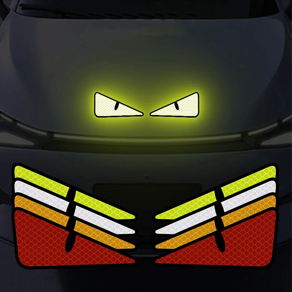 2Pcs Cat Eyes Pattern Night Driving Safety Decals for Auto Truck Motorcycle Reflector Sticker Car Reflective Safety Warning Tape