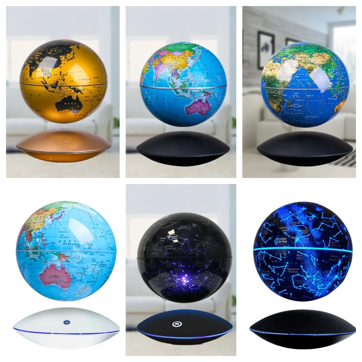 Maglev Constellations Earth Lights Office Home Creative Desktop LED luces nocturnas rotación automática de 360 grados regalo novedoso