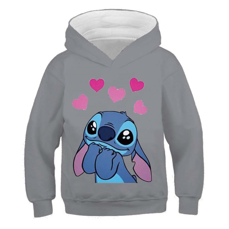 New Stitch felpe con cappuccio ragazze felpa autunno e inverno manica lunga Harajuku pullover serie Disney Stich Casual con cappuccio top