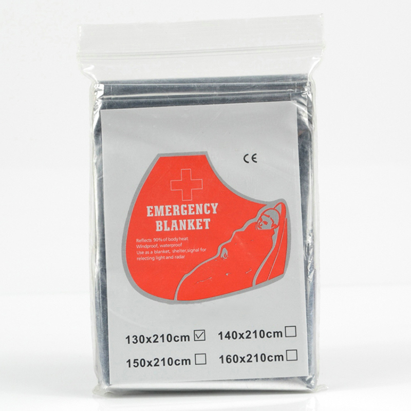 ผ้าห่มฉุกเฉินกลางแจ้ง Survive First Aid ทหารกู้ภัยชุด Windproof กันน้ำฟอยล์ผ้าห่มความร้อนสำหรับ Camping Hiking