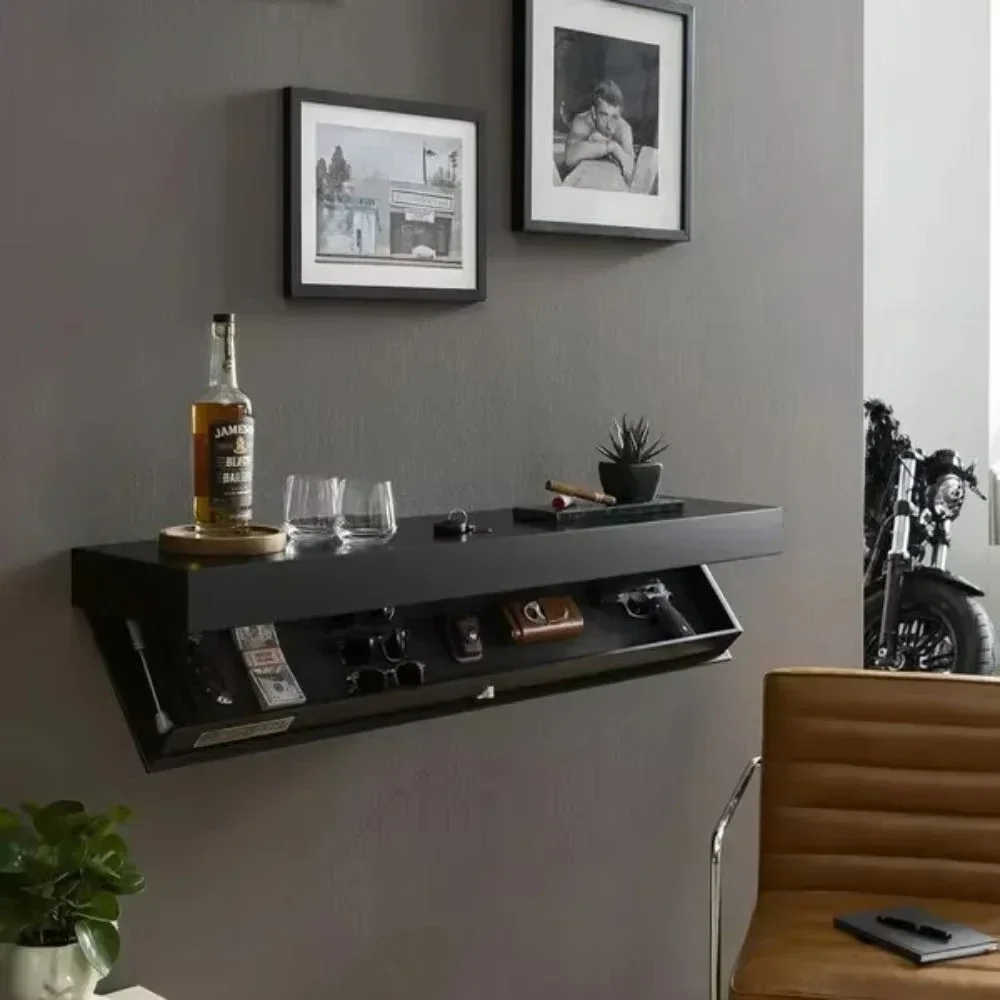 An der Wand montiertes Magicflap-Designer-Regal aus Holz, multifunktional, verdecktes schwebendes Regal, geheimes Fach, Wandregale, Heimdekoration