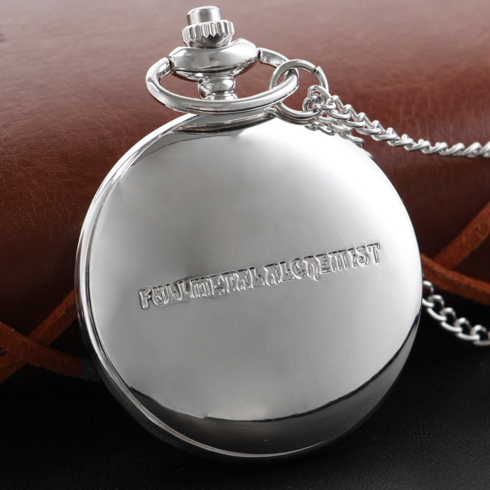 Reloj de bolsillo de cuarzo con tema de alquimia de plata lisa con cadena para hombres y mujeres, colgante Retro Steampunk, collar, reloj Cf1217