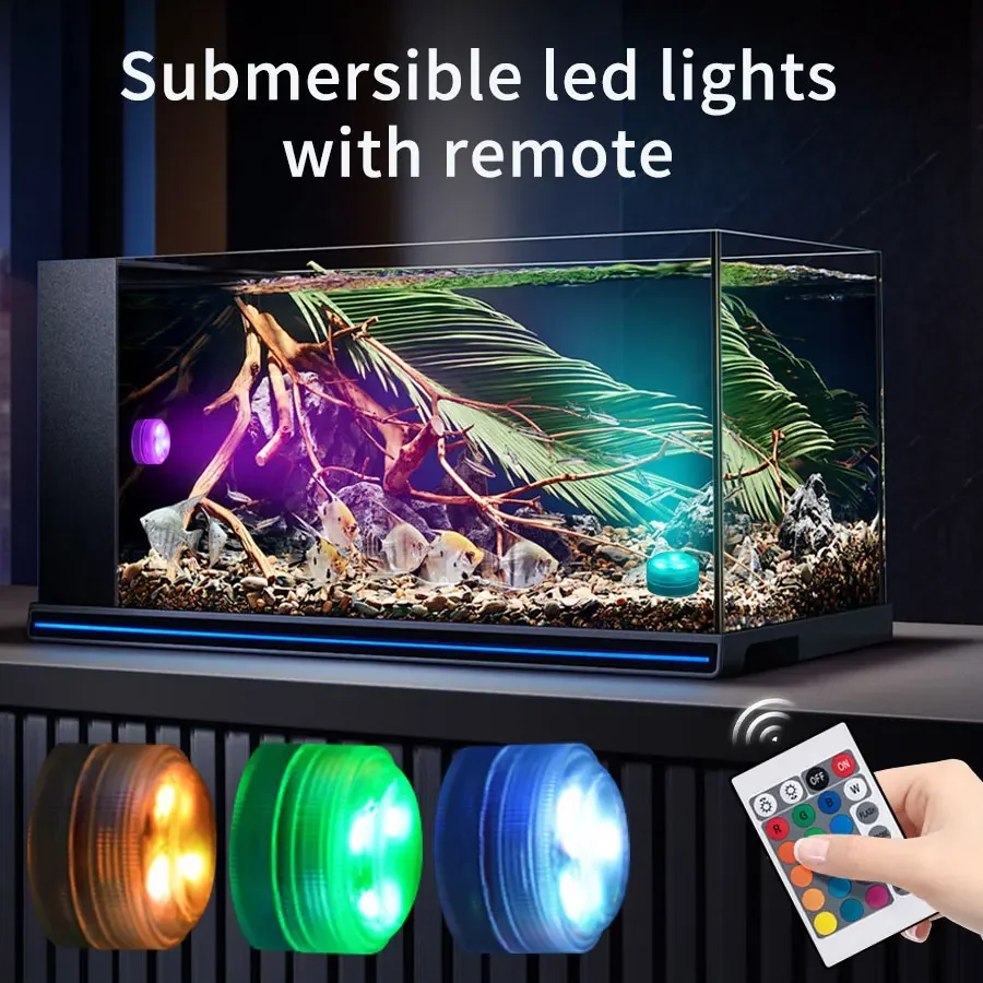Lampa do akwarium 3LED, mała lampa nurkowa, lampa z pokrętłem, pilot zdalnego sterowania, lampa podwodna, dekoracja wazonu, dekoracja krajobrazu, lampa nastrojowa.