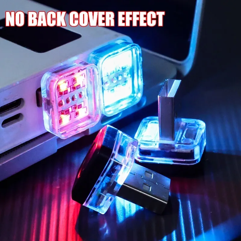 USB Car Mini LED Atmosphere Lights Car Interior Neon Decorative Lamp Emergency Lighting Universal PC Auto Portable Plug and Play