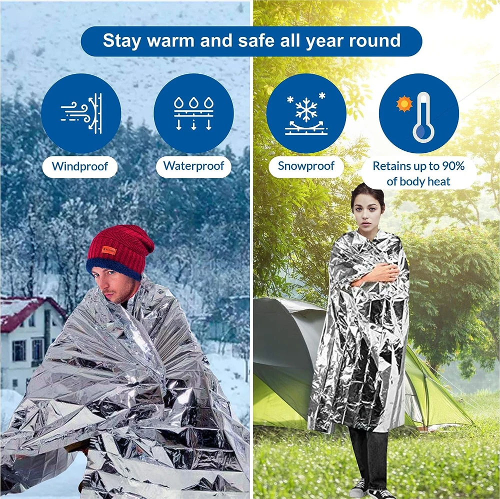 Emergency Thermal Blanket Folding Waterproof Windproof Sunshade Rescue Blanket Outdoor Survive First Aid Camping Mat Pad