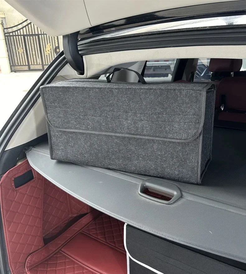 Car Trunk Organizer Soft Felt Storage Box Accessories Large Anti Slip Compartment Boot Storage Organizer Tool Car Storage Bag