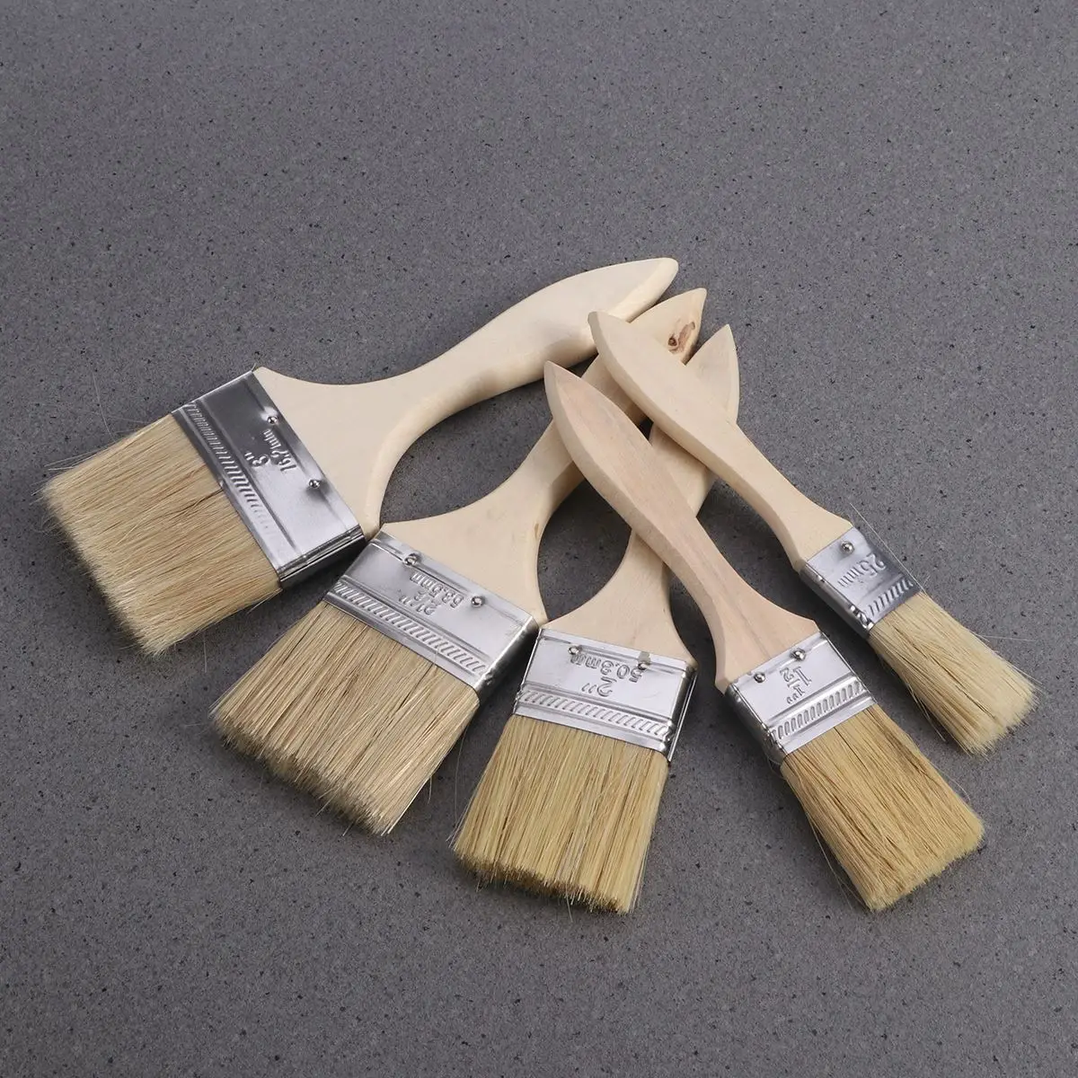 5PCS พู่กันระบายสีไม้ Handle แปรงสำหรับผนังและเฟอร์นิเจอร์สีพู่กันระบายสีทำความสะอาดไม้แปรงทำความสะอาด