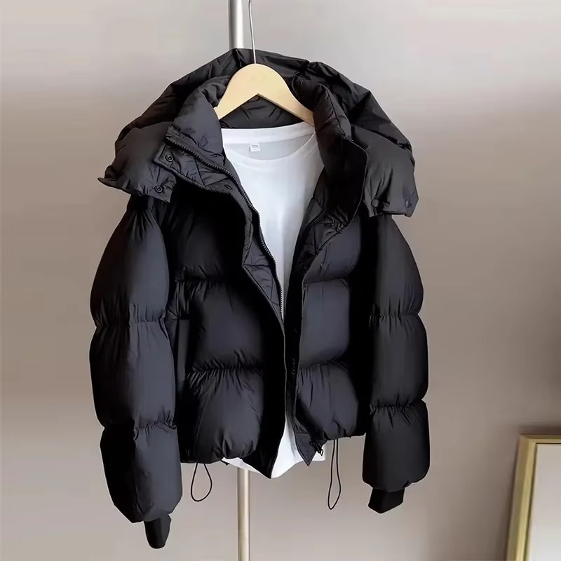 Pardessus en coton à capuche pour femme, veste courte, parkas chaudes décontractées pour femme, mode légère, automne et hiver, nouveau