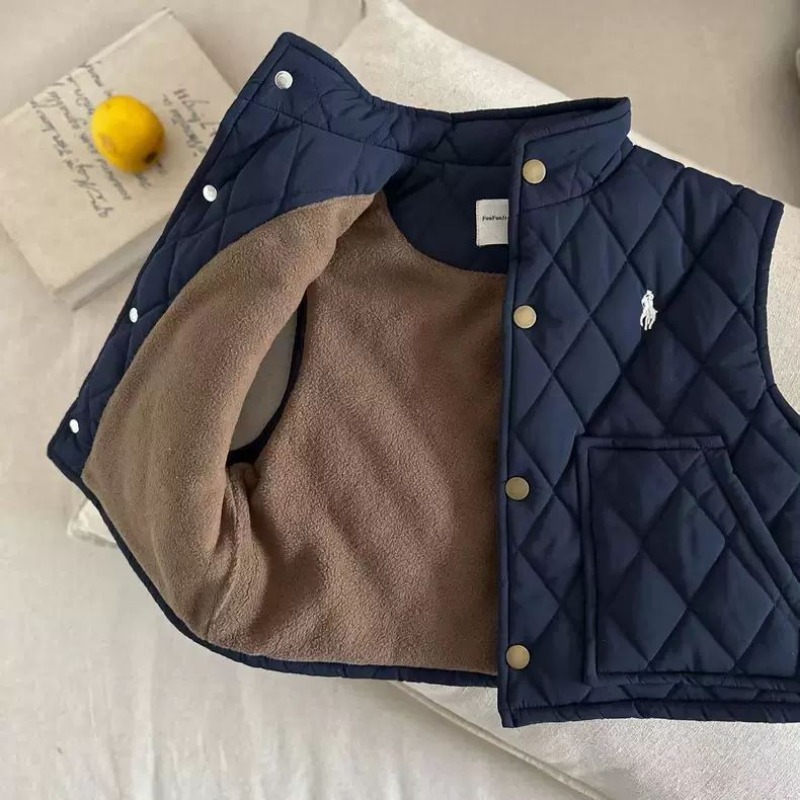 Otoño Invierno niños niñas chaleco polar sólido algodón acolchado chalecos bebé 2-10Y Color sólido espesar ropa de abrigo cálida niños