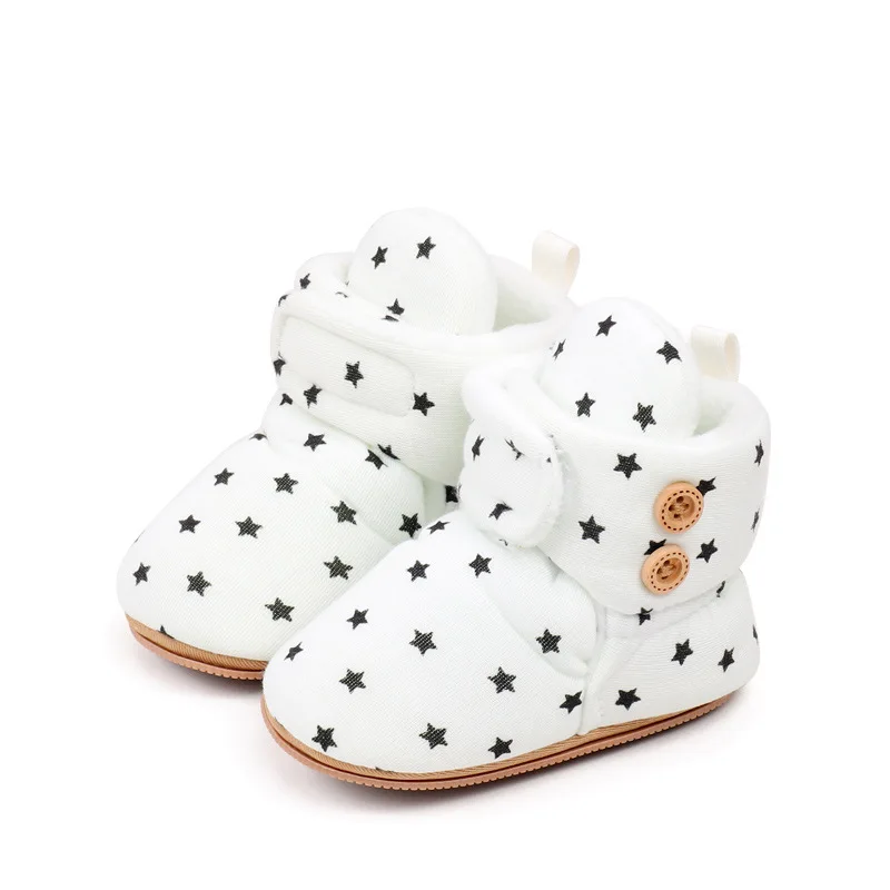 Botas de bebê com bolas felpudas para primeiros caminhantes, sapatos monocromáticos para meninas e meninos infantis, sapatos quentes de alta qualidade para crianças, moda, 0-18m, inverno, 2024