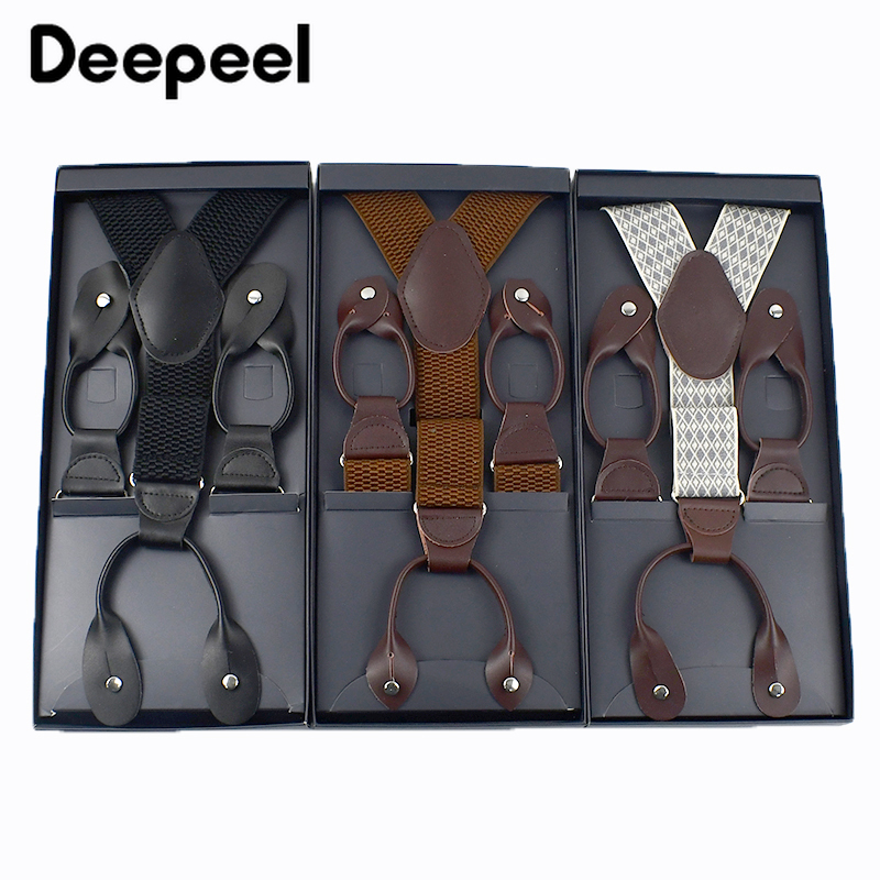 남성용 1Pc 성인 멜빵 35mm 와이드 6 클립 버튼 탄성 스트랩 남자 교정기 정장 바지 Jockstrap 남성용 하네스 액세서리