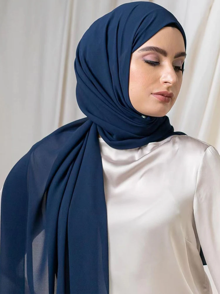 Liquidação_clássico muçulmano menina chiffon hijab cachecol feminino longo envoltório de cabeça para casamento hijabs cachecóis véu 180*70cm lenço_