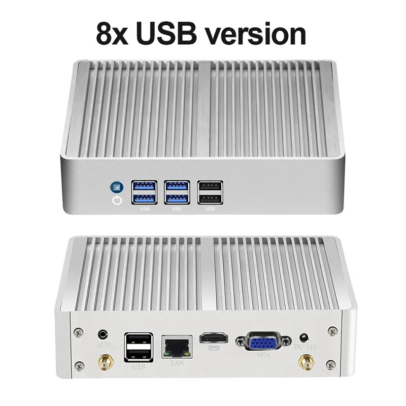 Helorpc Mini PC Industrial com Inter Core i5-5200U Suporte Windows10 Linux Pfense com 4xUSB3.0 4xUSB2.0 1xHDMI 1xVGA Computador