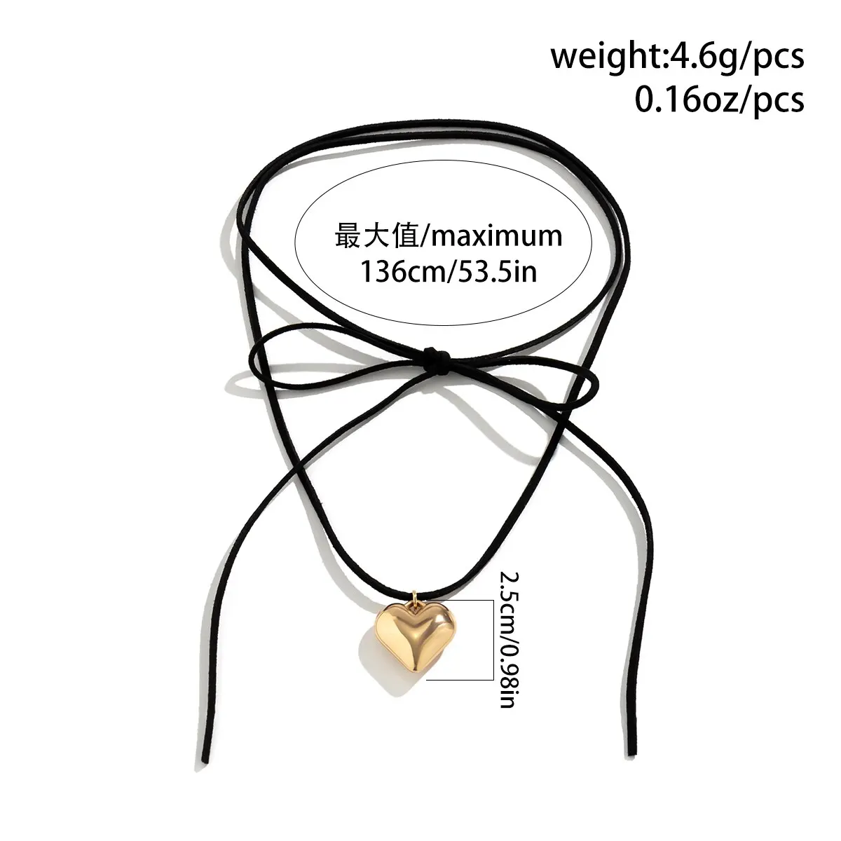 Collana girocollo con ciondolo a cuore grande in velluto nero esagerato collana girocollo con catena a corda regolabile con fiocco annodato da donna accessori Wed