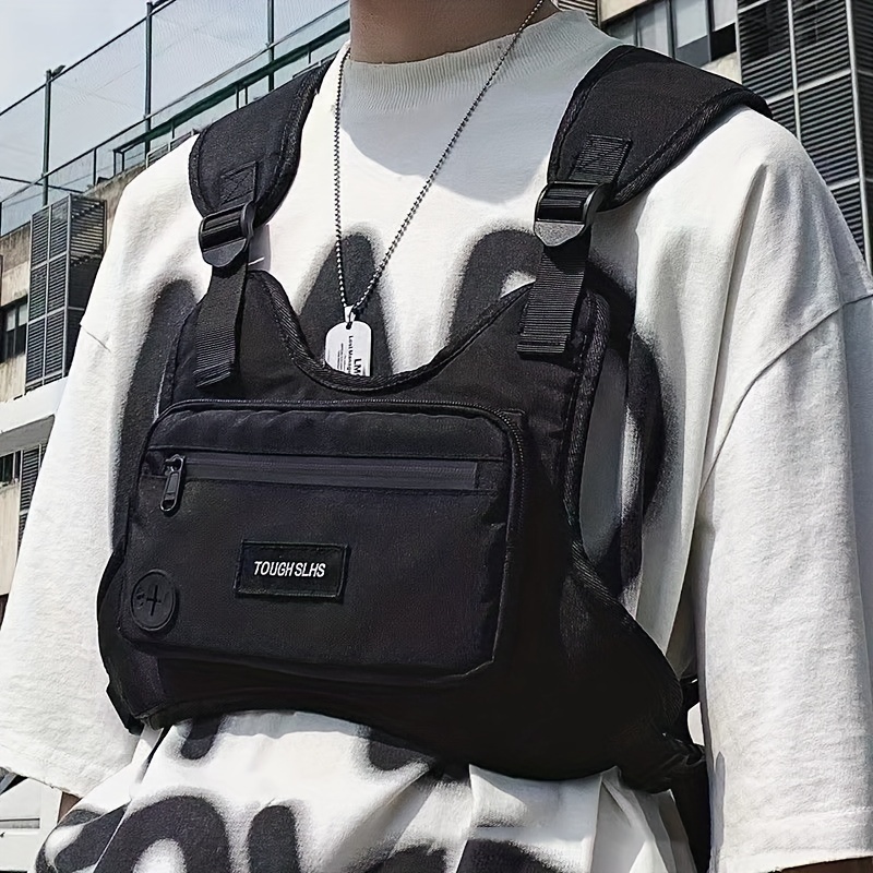 Borsa sul petto Hip Hop Streetwear marsupio di grande capacità borsa sportiva casual per gilet per uomo donna