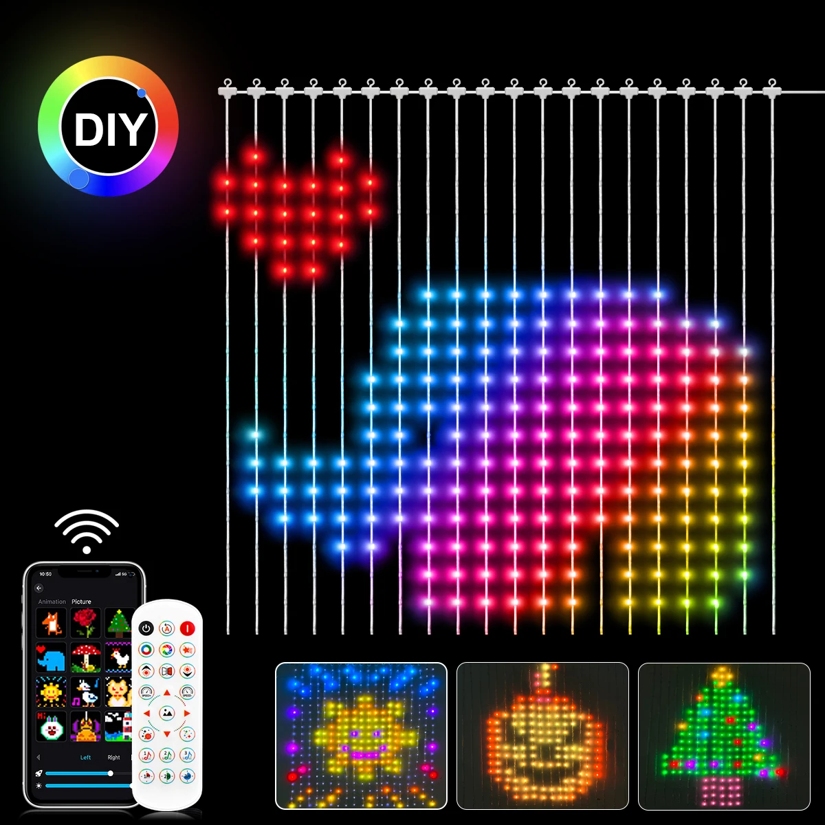 400 LED RGB Curtain Lights BT APP Smart Programmable USB 5V Fairy LED String For Window Bedroom Party Valentine's Day Birthday