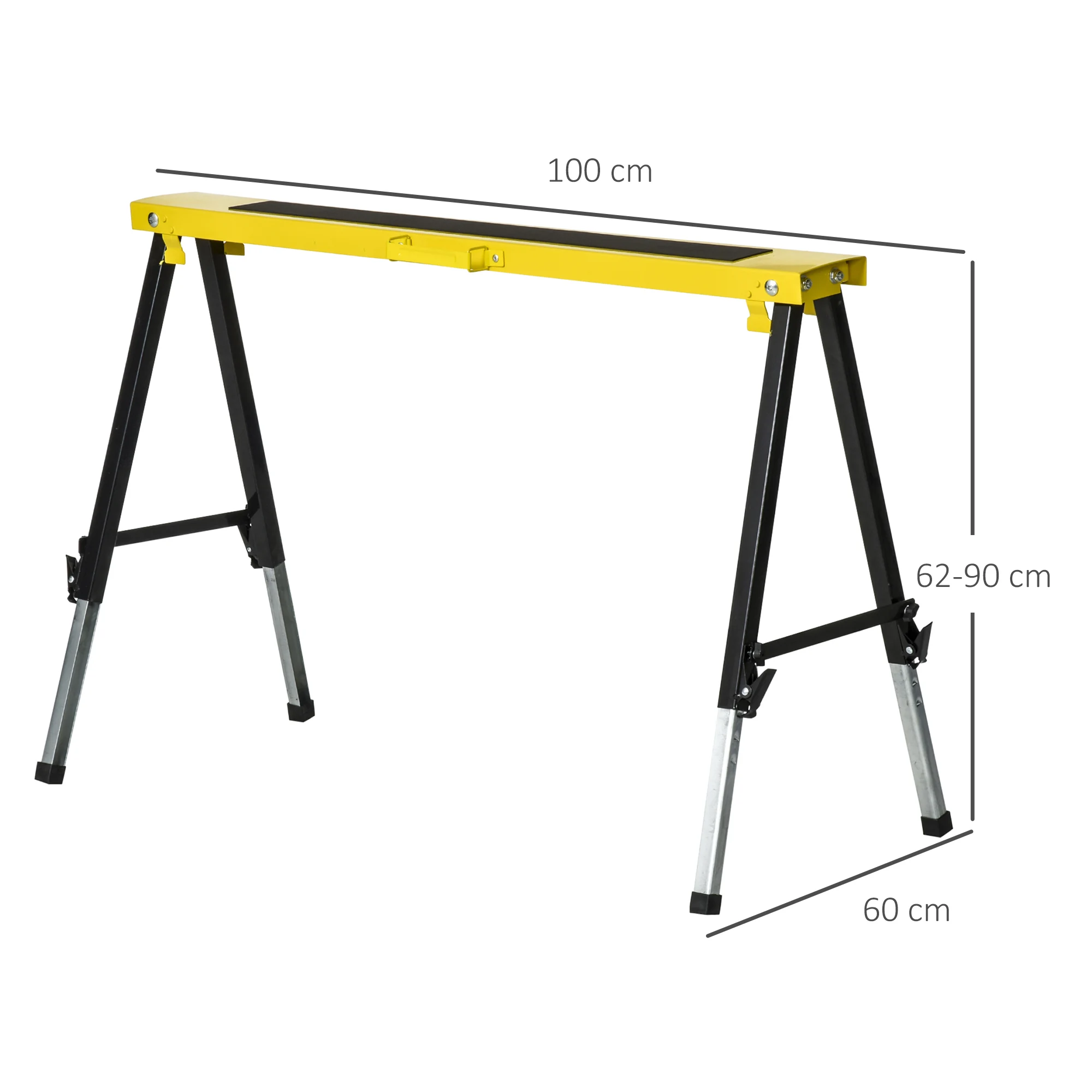 DURHAND Set of 2 Folding Saw Horses Steel Frame w/ Anti-Slip Platform Handle DIY