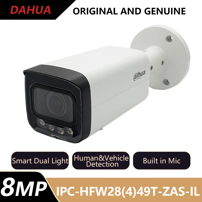 Dahua 4MP 8MP Kamera IP Penuh Warna Mikrofon Deteksi Manusia & Kendaraan Perlindungan Keamanan CCTV IPC-HFW2449T-ZAS-IL IPC-HFW2849T-ZAS-IL