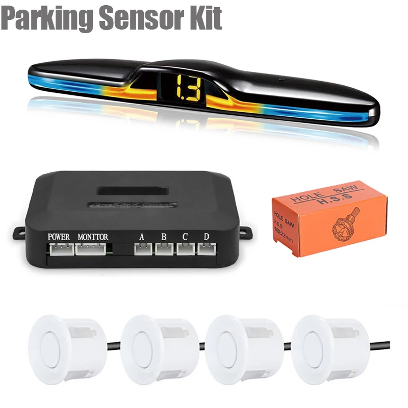 Nuevo Sistema de Sensor de estacionamiento LED, retroiluminación, Monitor Parktronic, Kit de pantalla, Detector de respaldo, asistente, 4 sondas