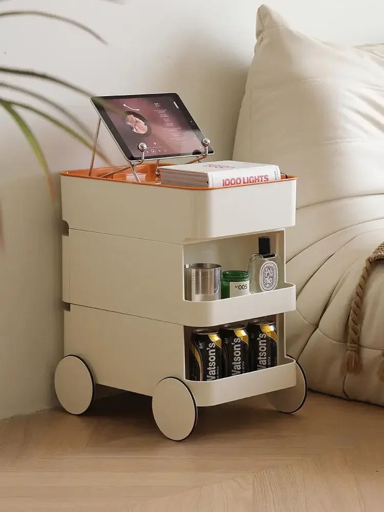 เคลื่อนย้ายได้ตู้พลาสติกลิ้นชักบ้านรถเข็นห้องนั่งเล่นโซฟา Sideboard ข้างเตียง