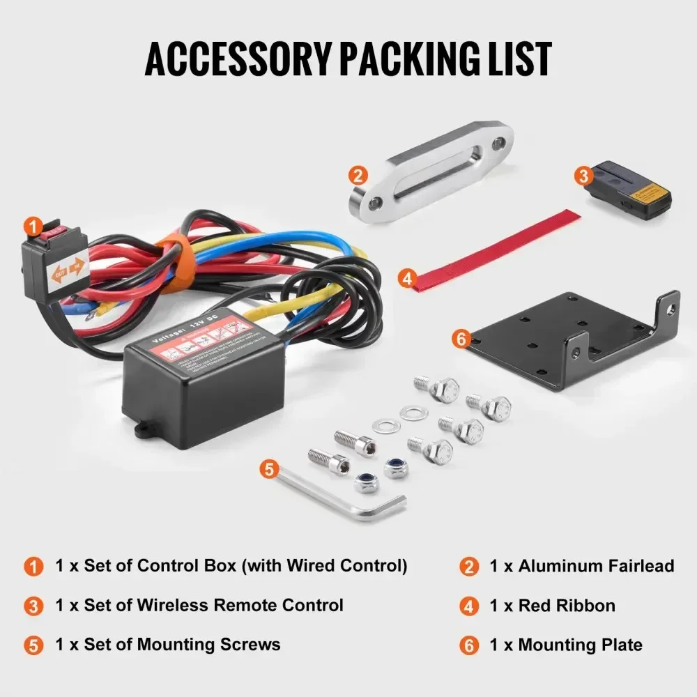 Guincho elétrico VEVOR ATV/UTV Guincho com capacidade de tração de linha de 4500 lb, 12V DC com controle remoto com fio, IWaterproof para UTV ATV