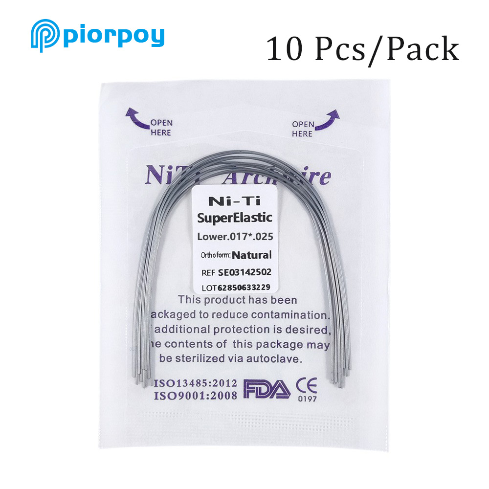 Piorpoy 10 Pcs Dental Ortodoncia Super Elastische Niti Archwire Natuurlijke Vorm Orthodontische Boogdraden Voor Beugels Rond Rechthoekig