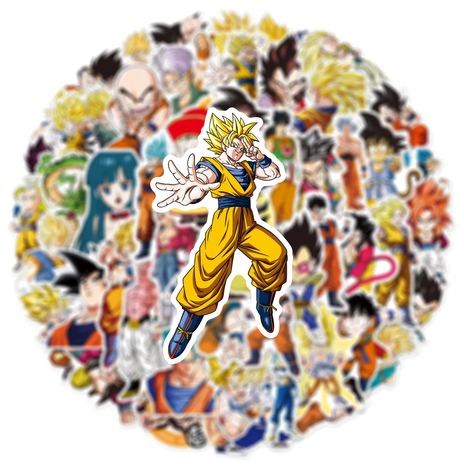 50 pçs clássico anime dragon ball adesivos dos desenhos animados son goku adesivo à prova dwaterproof água caso de telefone portátil papelaria decalques diy crianças brinquedo