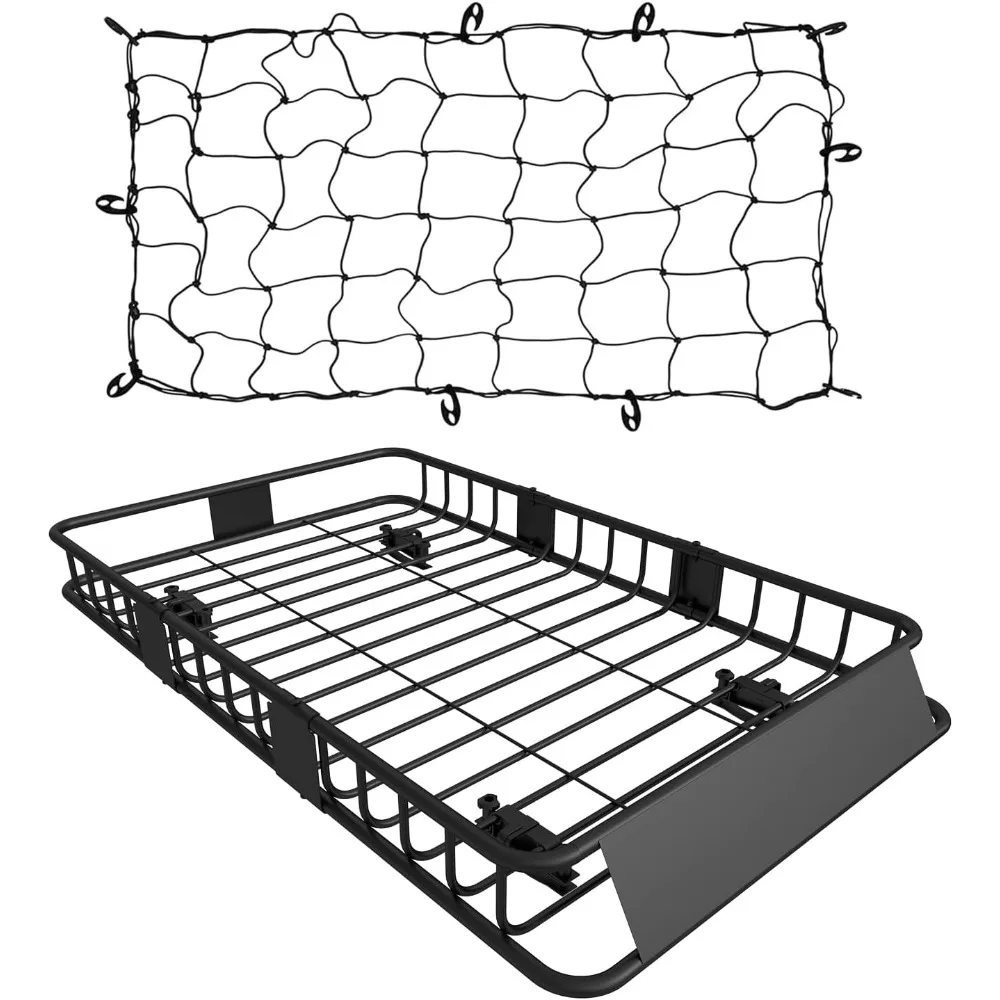 250LB Capacity Heavy Duty 64" x 39" x 6" Roof Rack Cargo Carrier Basket – Includes Cargo Net, for SUV/Truck/Van