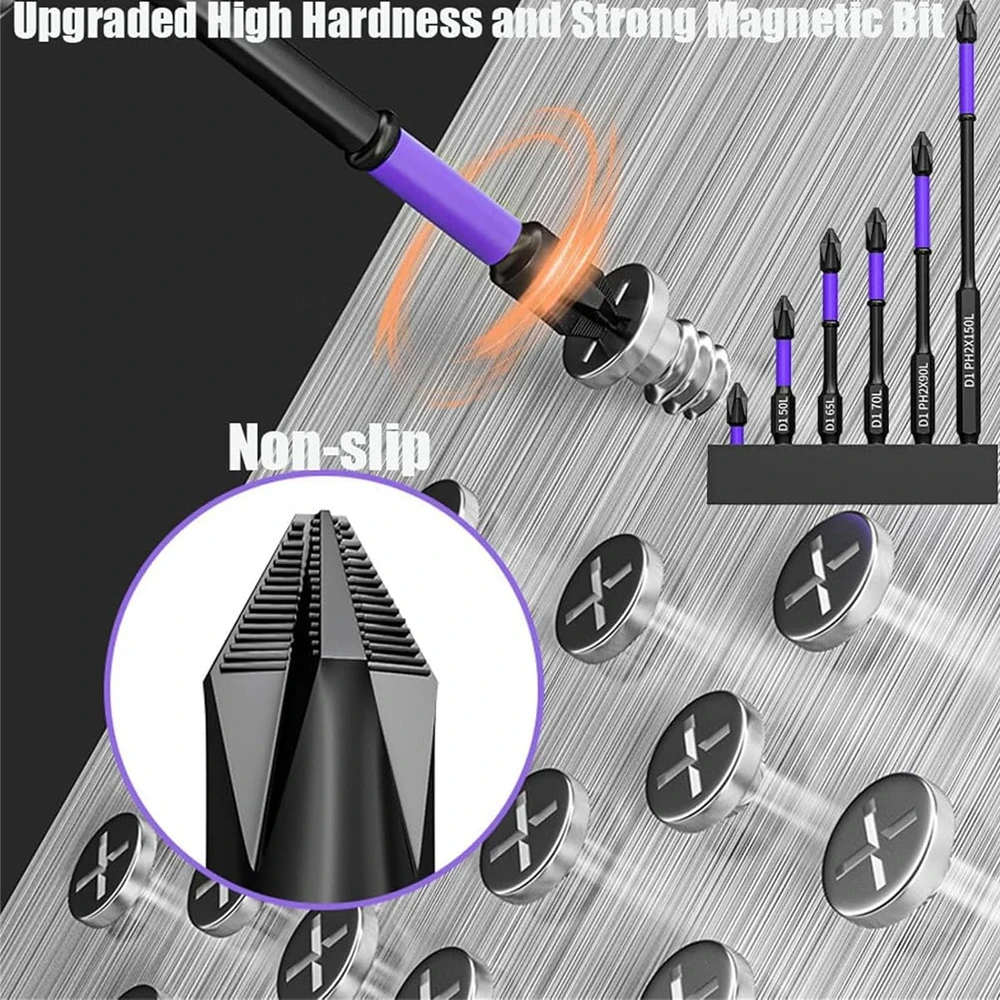 5/12 Pcs Magnetic Screwdriver Bits Non-slip Shockproof Phillips Impact Bits Hex Shank Alloy Steel Bits Suitable for Power Tools