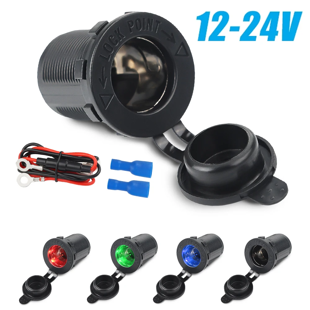 Enchufe de encendedor de cigarrillos de 4 colores, adaptador de toma de corriente impermeable de 12V-24V, accesorios de coche para barco marino, motocicleta y camión