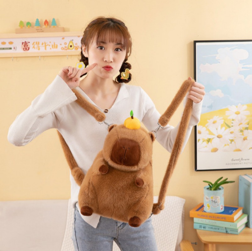 Kapibara pluszowy plecak Kawaii moda pluszowa lalka futrzana torba torba dziecięca torba na ramię Mini plecak torby prezenty dla dziewczyny