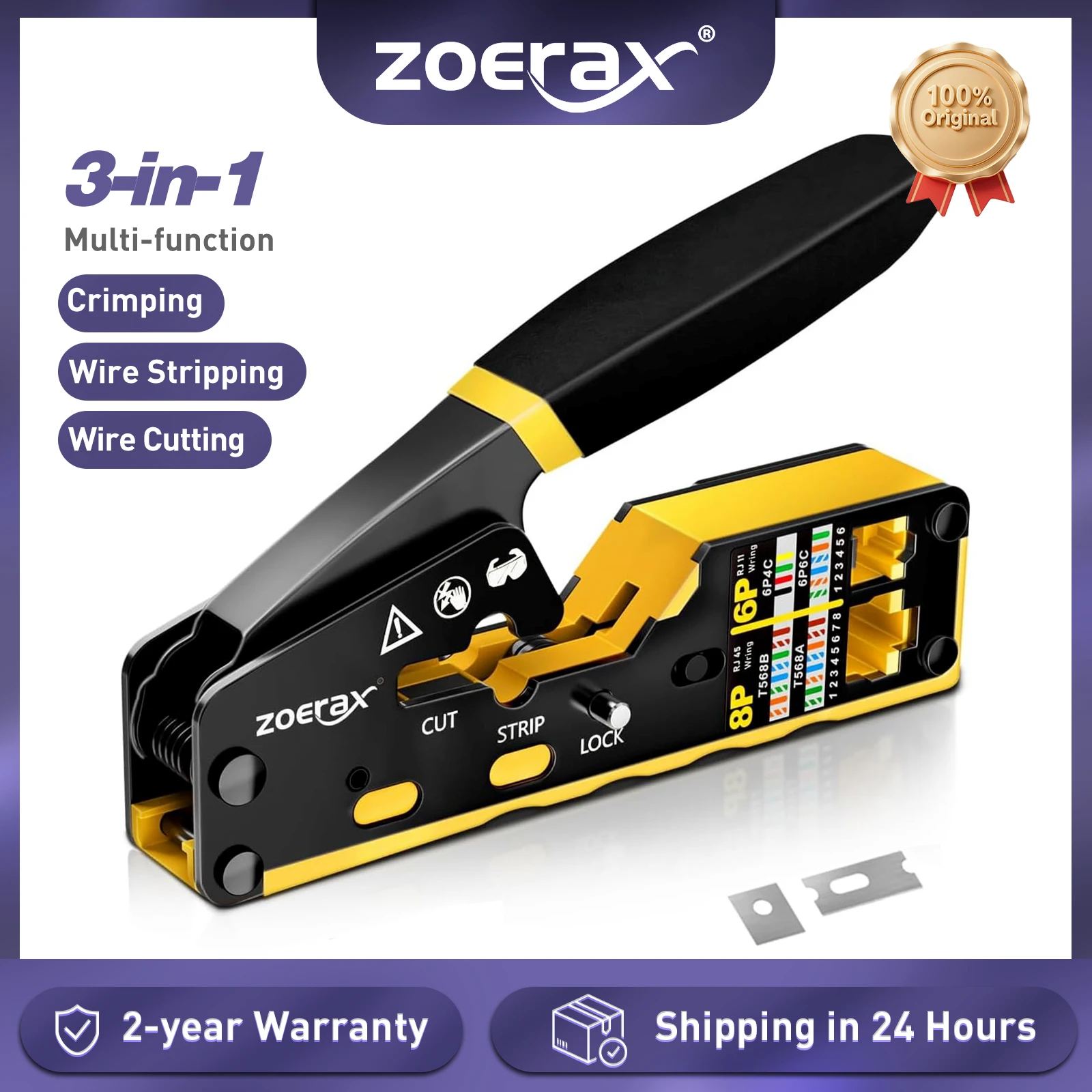 ZoeRax RJ45 CAT6 Обжимной инструмент Проходной обжимной резак для Cat6 Cat5 Cat5e 8P8C Модульный разъем Ethernet Универсальный инструмент для проводов