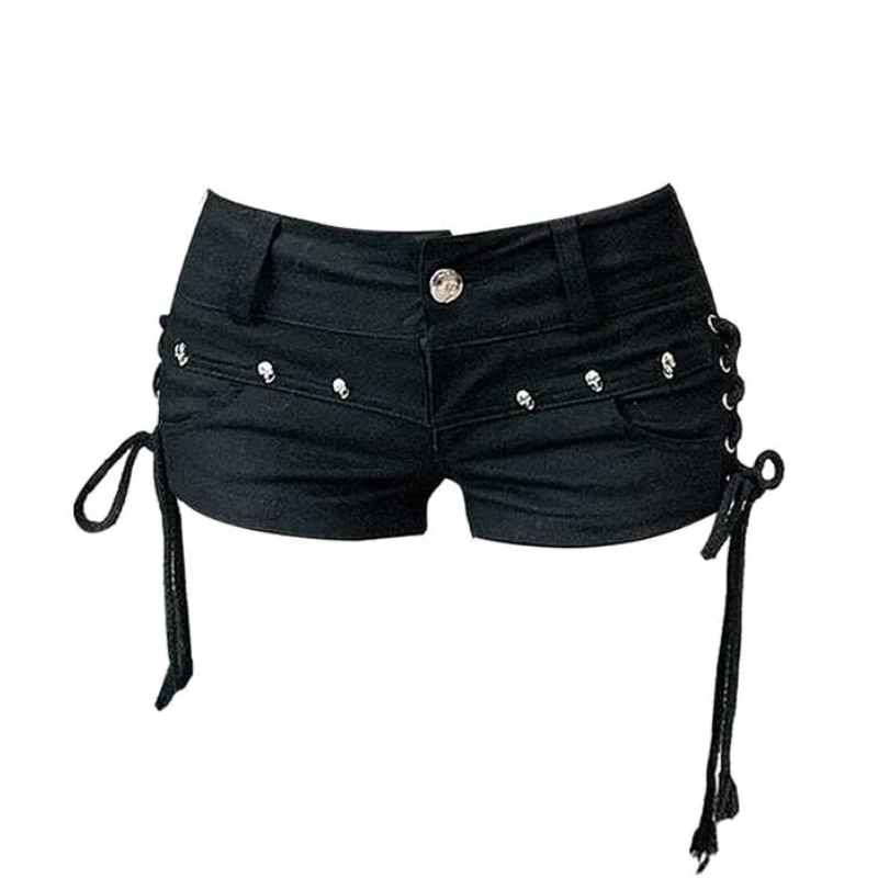 Verão feminino y2k streetwear gyaru harajuku moda grunge vintage coquette baixo aumento 2000s jean shorts denim calças quentes japonês