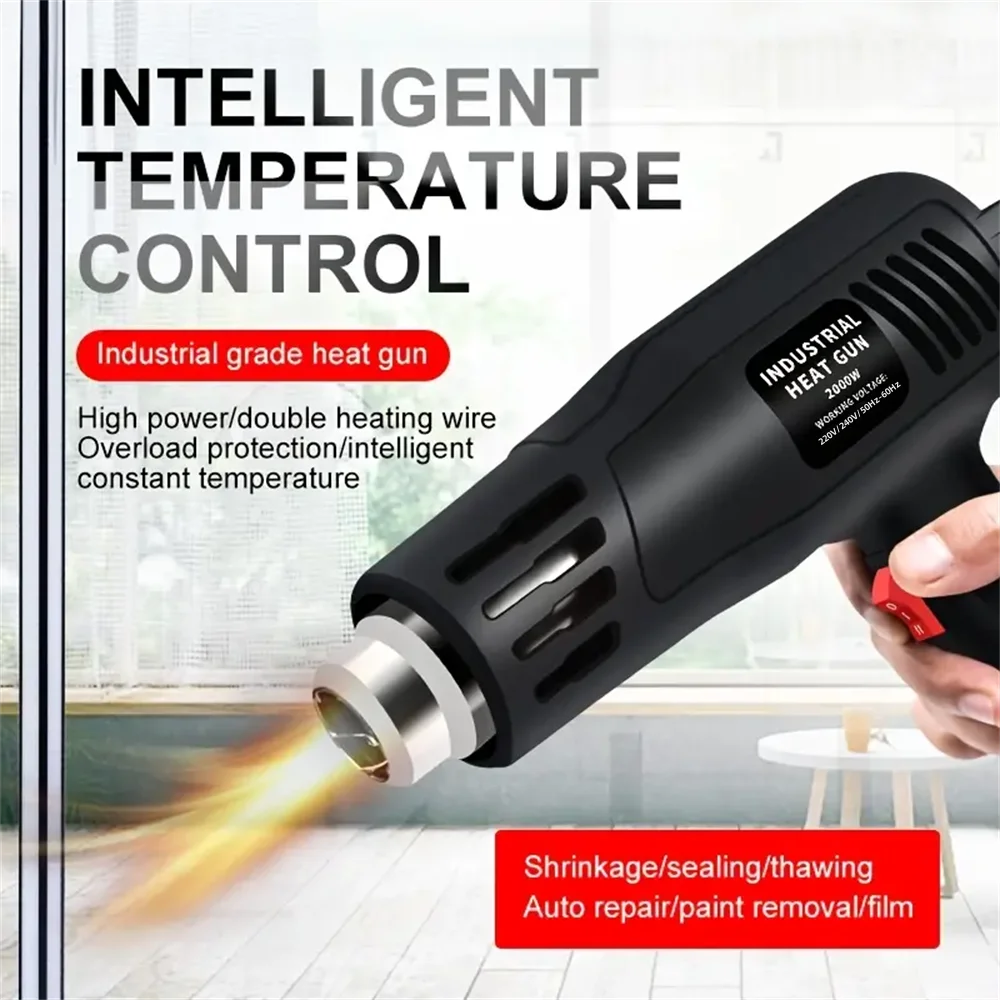 Pistola de aire caliente de 2000W, herramienta eléctrica Industrial de alta potencia con regulación de temperatura para hornear película de automóvil
