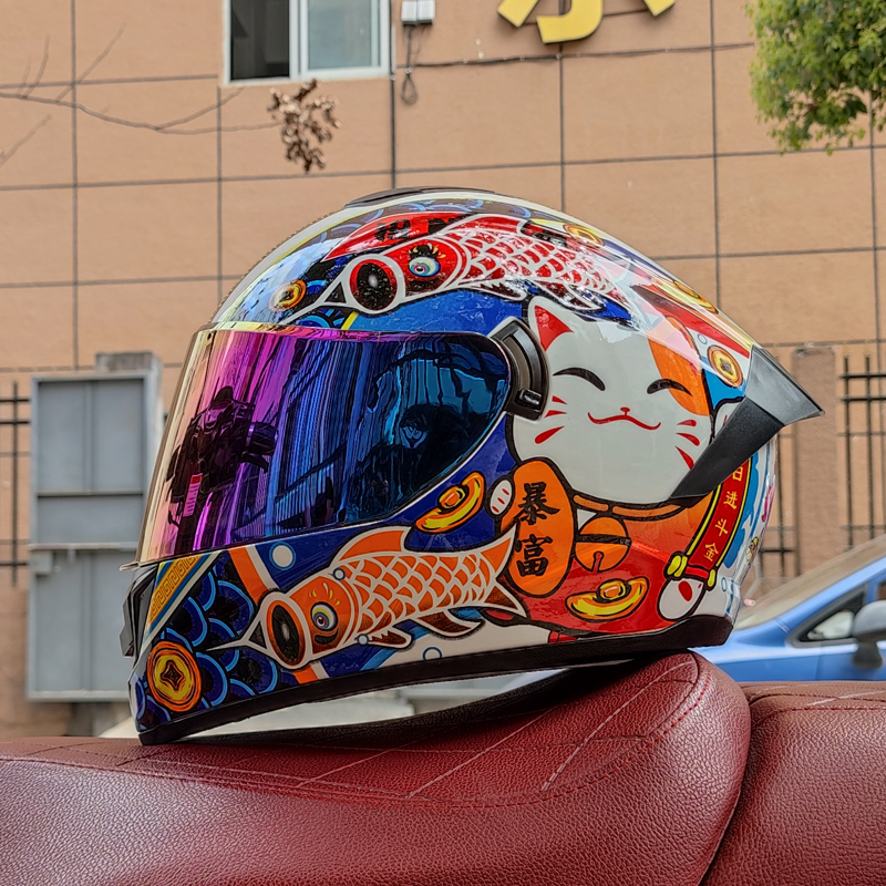 Motocicleta rosto cheio capacete de corrida clássico colarinho capacetes com lente dupla capacete casco casco