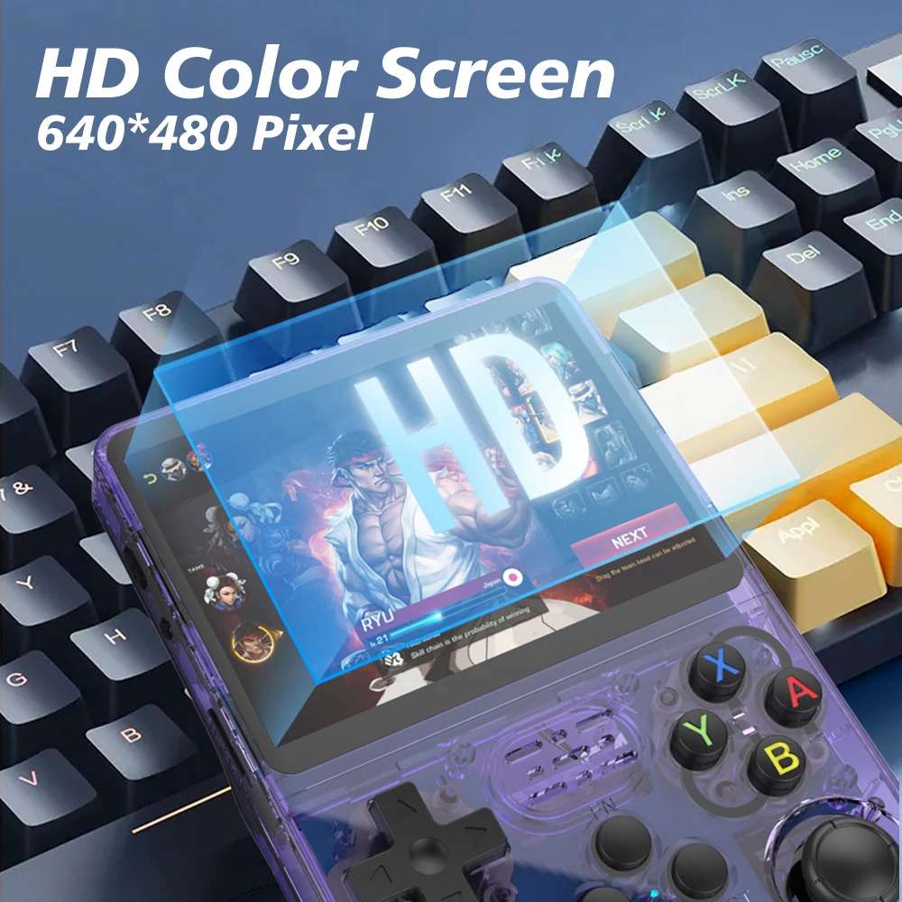 R36S新型レトロゲーム機、3.5インチLinuxオープンソースシステム搭載の携帯型ゲーム機、128GB大容量メモリ付き
