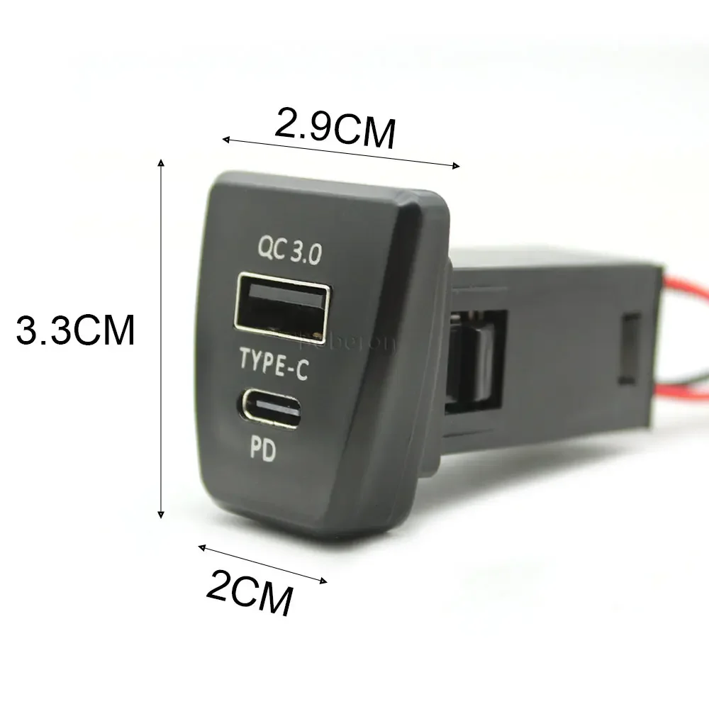 Car Fast Charger QC3.0 USB Type-c Interface Adapter Charging Interface Socket for Toyota Rav4 2020 2021 Auto Accessories