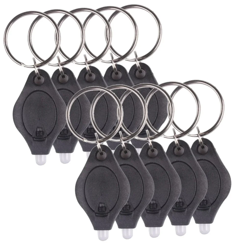 10ชิ้นไฟฉาย senter LED terang ขนาดเล็กแผ่นเรืองแสงขนาดเล็กพวงกุญแจบีบเบาพวงกุญแจตั้งแคมป์ lanterna โคมไฟฉุกเฉิน