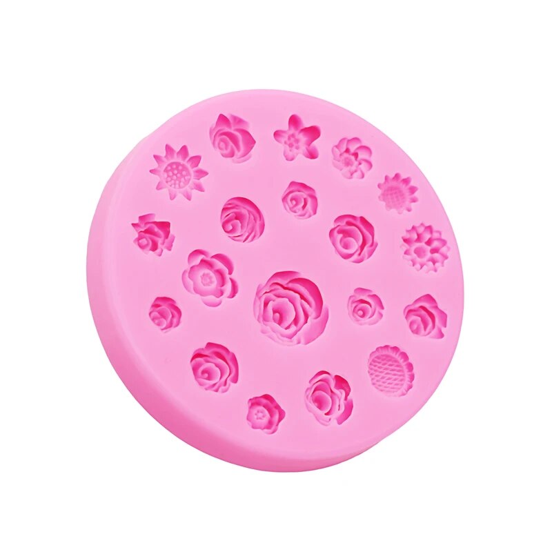 Molde de silicona con flores, funda de teléfono de resina con flores, cuerda para la cabeza, tarjeta para el pelo, accesorios de joyería, molde de silicona para pastel de Chocolate con flores