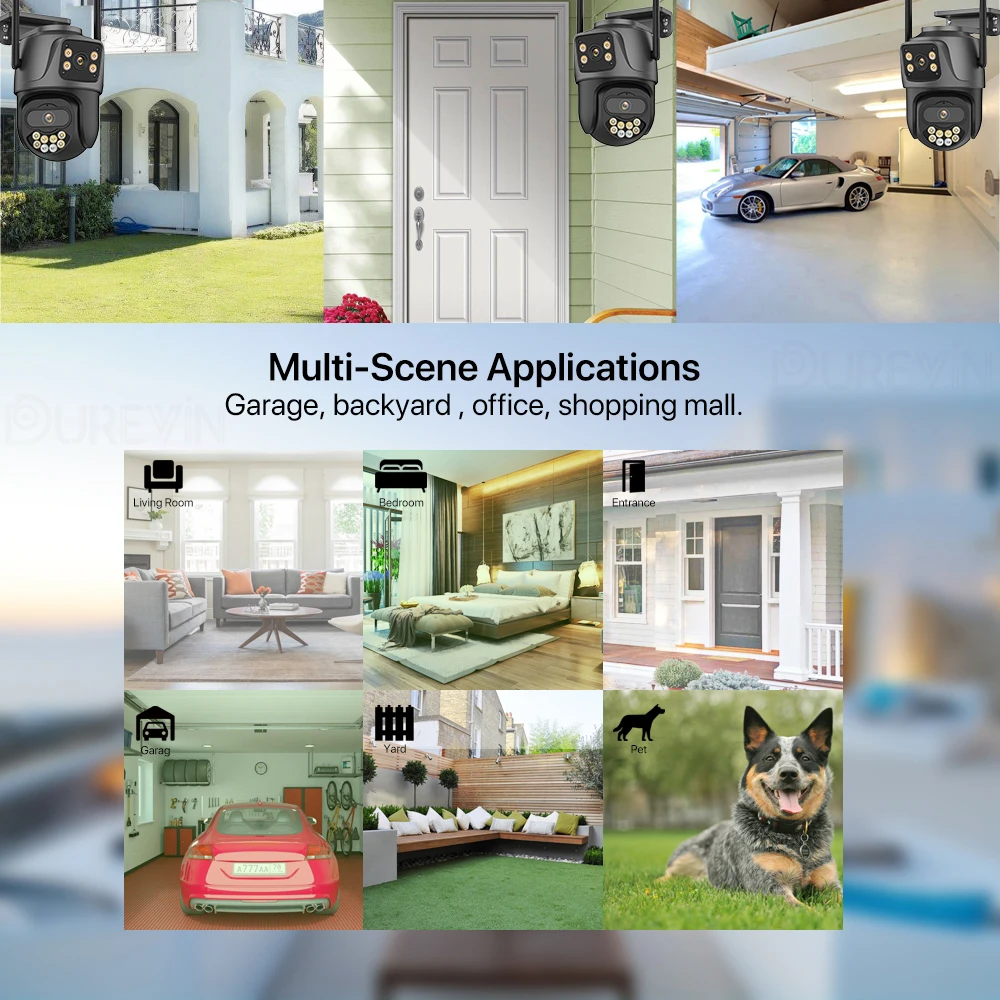 Telecamera IP HD 6K 9MP Telecamera WiFi esterna a tre obiettivi per esterni Telecamera PTZ di sicurezza a doppio schermo 4K/2K Monitoraggio automatico di sorveglianza iCSee