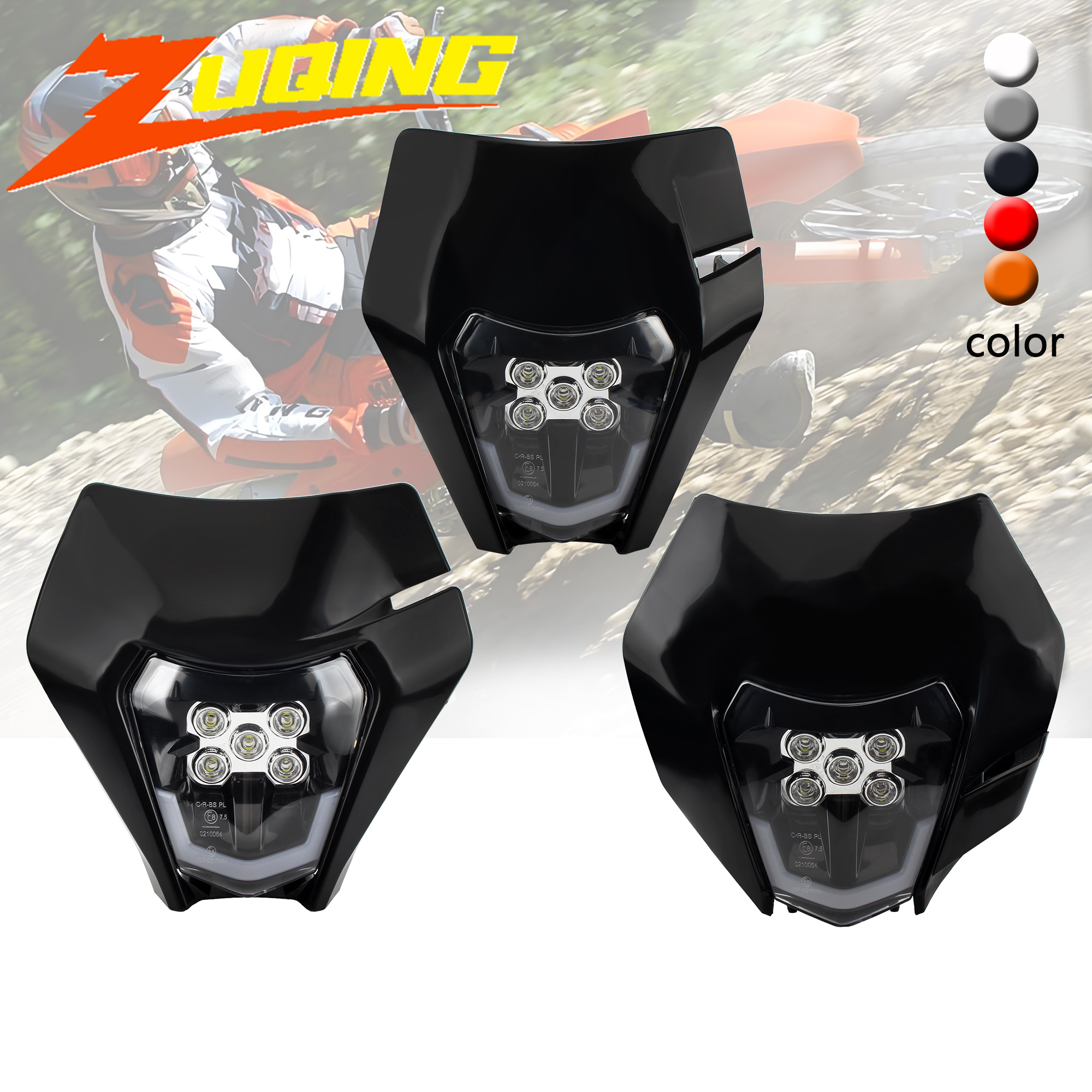 Para ktm led farol supermoto motocicleta luzes de feixe alto baixo para exc xc sx mx xc 125 250 300 450 enduro motocross faróis