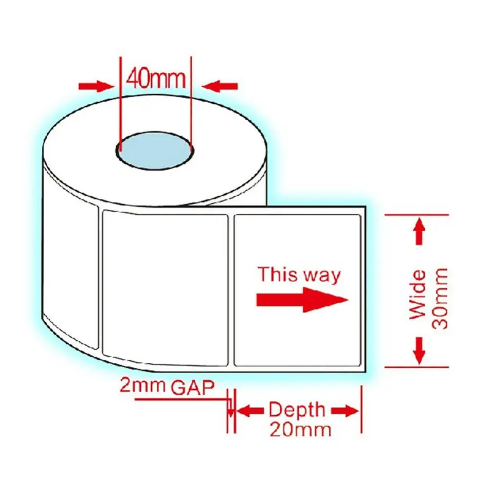 1000Pcs/Roll 30x20mm Self-adhesive Thermal Label Barcodes Sticker Printing Paper for Paperang Printer Small POS