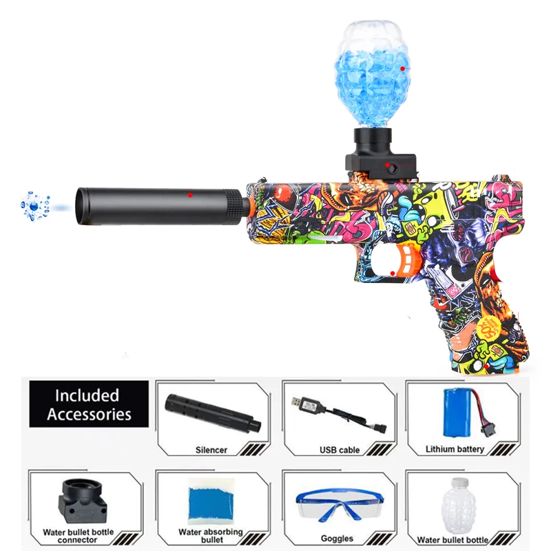 เด็กของเล่นกลางแจ้งไฟฟ้าเจลปืนลูกบอลน้ํา Bullet ปืนพกฤดูร้อนเล่นยิง Interactive Party เกมเด็กผู้ใหญ่